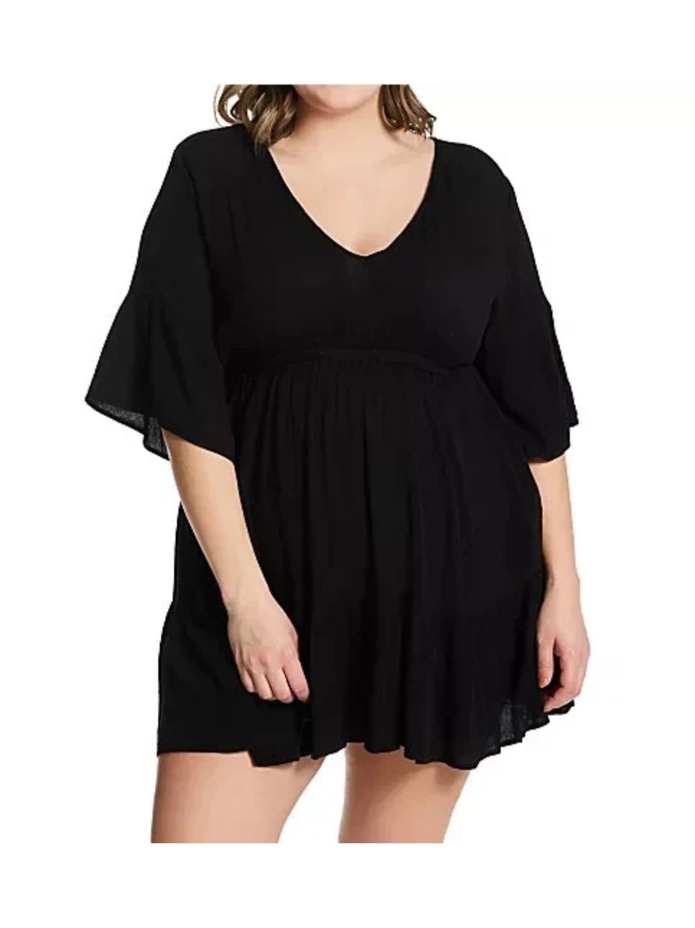 Raisins Curve Black Crepey Beach Coverup Size 3X NWT